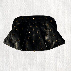 Lauren Merkin Black Leather Studded Clutch